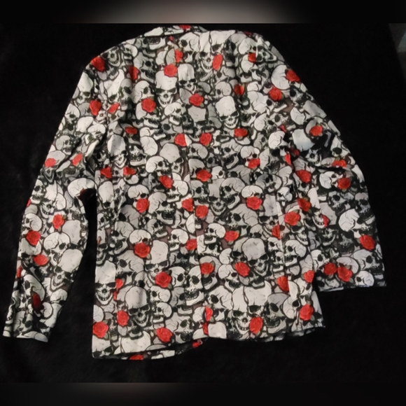 Era Spooky Skull & Roses Men's Suit Jacket Pants & Tie - Picture 10 of 11